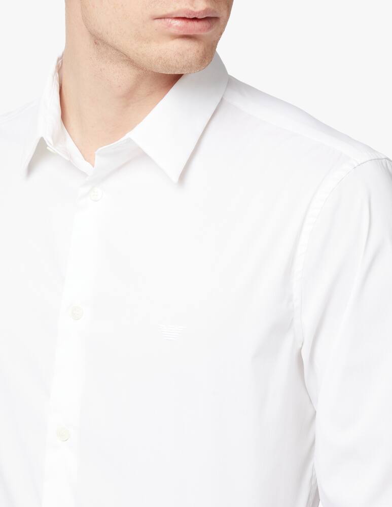 rinascente Emporio Armani Camicia manica lunga popeline stretch loghino - bianco