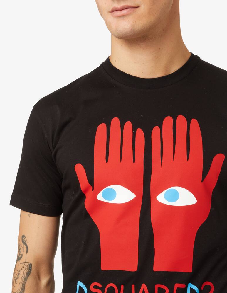 rinascente Dsquared2 Eyes on hands cool t-shirt - Black