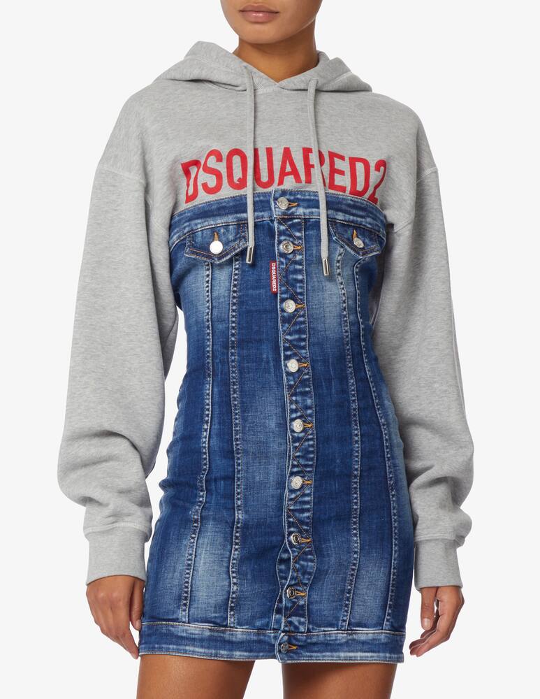 rinascente Dsquared2 Vestito mini in felpa con cappuccio - Blu