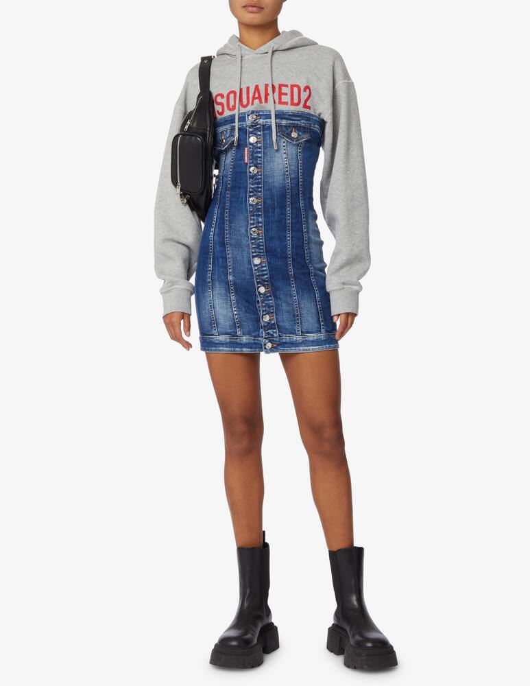 rinascente Dsquared2 Vestito mini in felpa con cappuccio - Blu