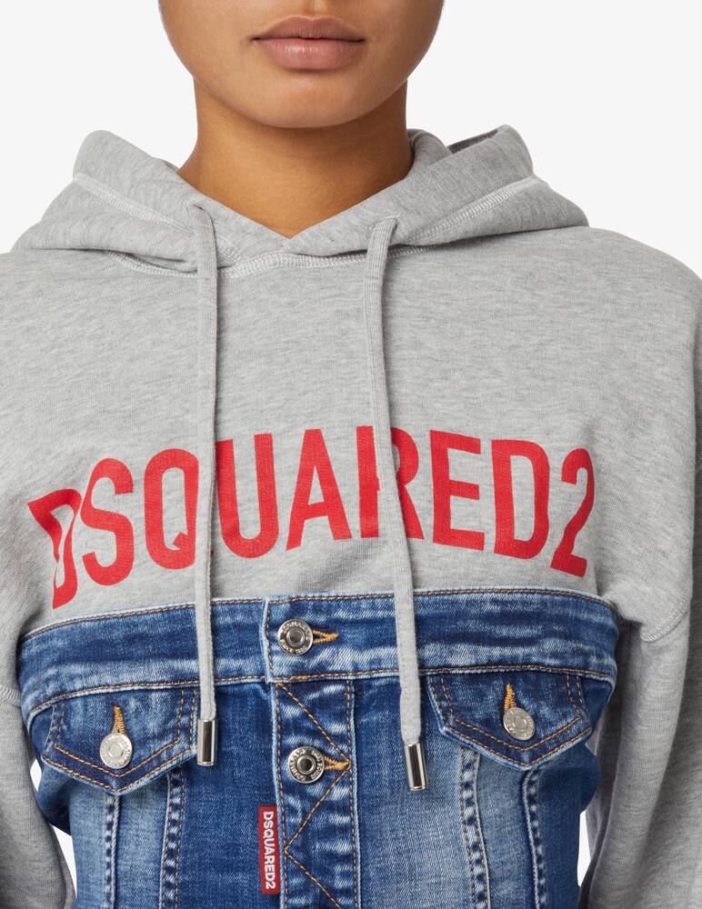 rinascente Dsquared2 Vestito mini in felpa con cappuccio - Blu