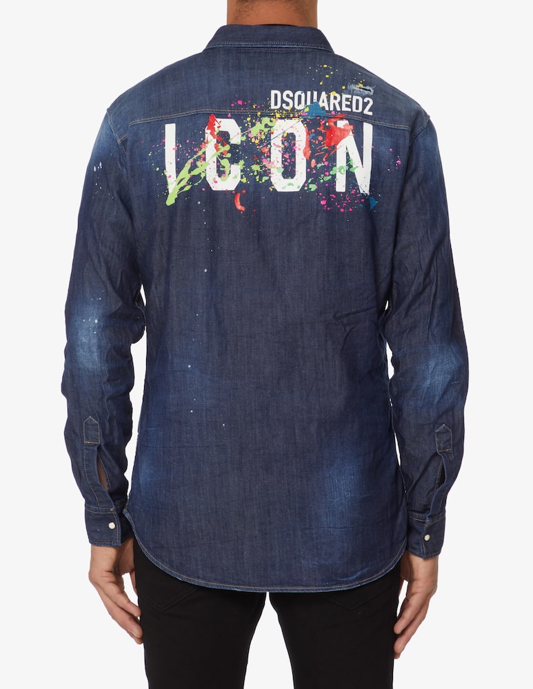 rinascente Dsquared2 Camicia di jeans icon splatter  - Blu