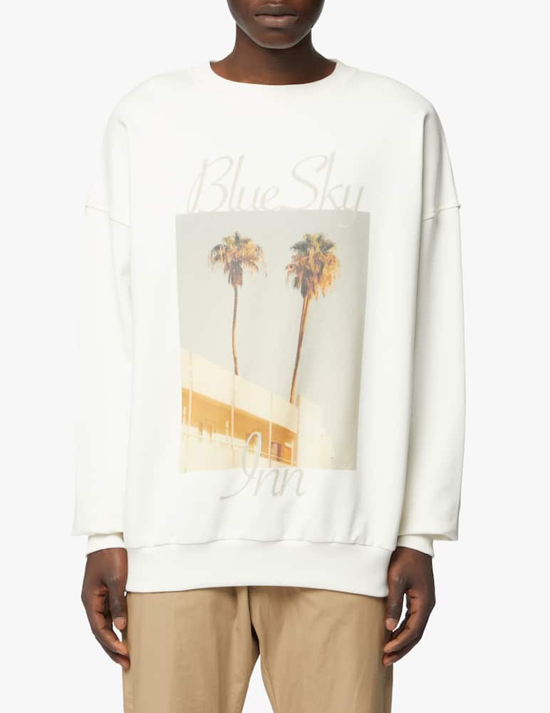 rinascente Blue Sky Inn Felpa girocollo palms logo - bianco