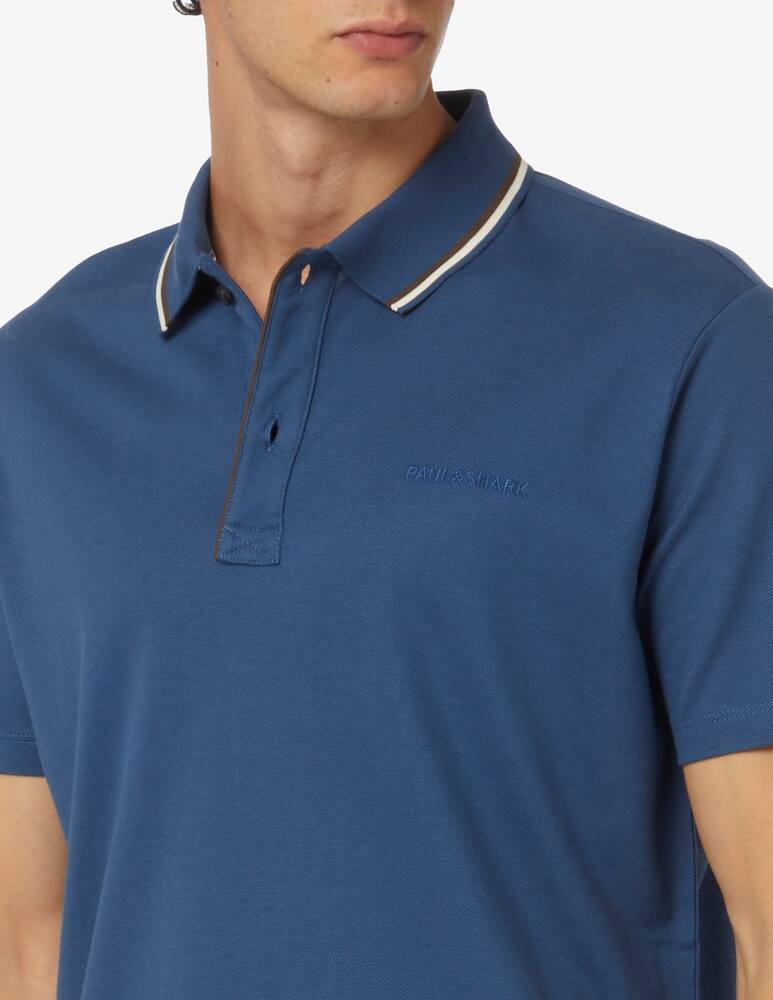 rinascente Paul & Shark Polo manica corta tencel pique con logo ricamato