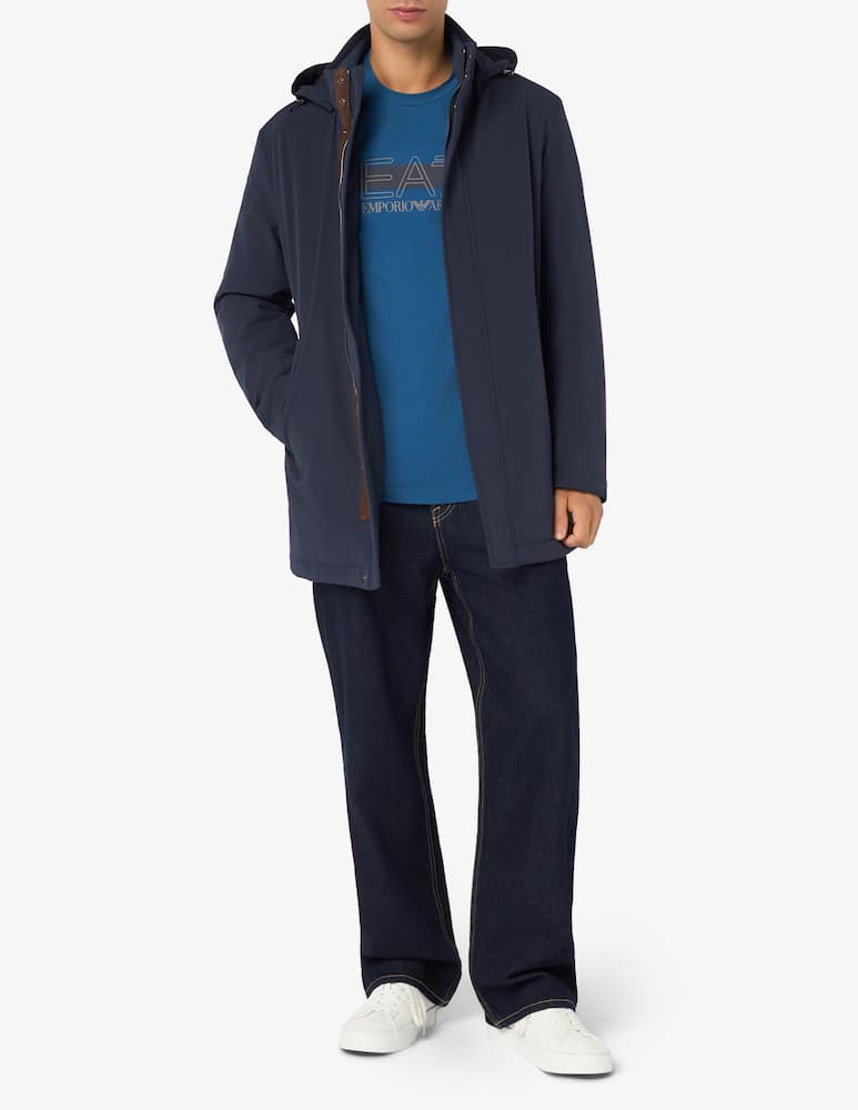 rinascente Paul & Shark Hooded carcoat with suede details