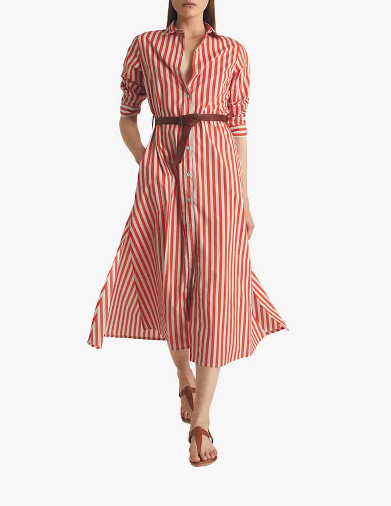 rinascente Rosso35 Vestito chemisier lungo rigato