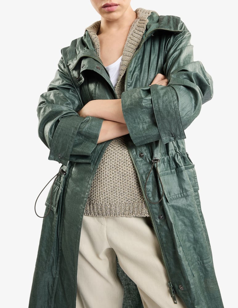 rinascente Fay Long Parka in Linen and Cotton Canvas