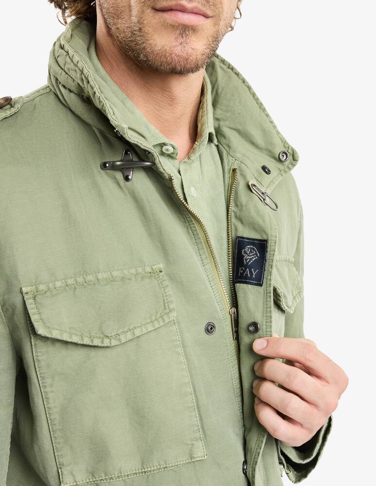 rinascente Fay Field Jacket in Cotton and Linen Canvas