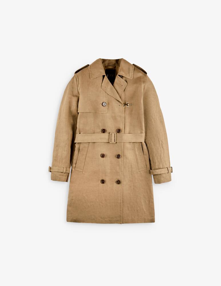 rinascente Fay Double-breasted Trench Coat in Linen and Viscose