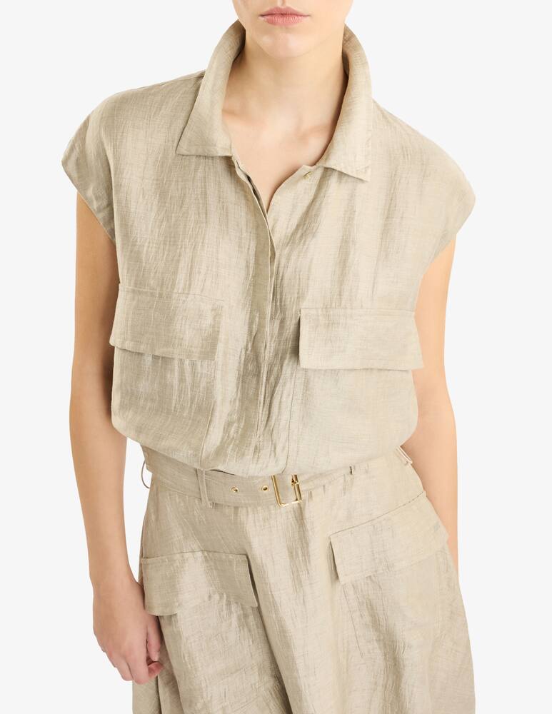 Fay Regular Crop Shirt in Linen - picture 1 Fay Regular Crop Shirt in Linen - picture 1