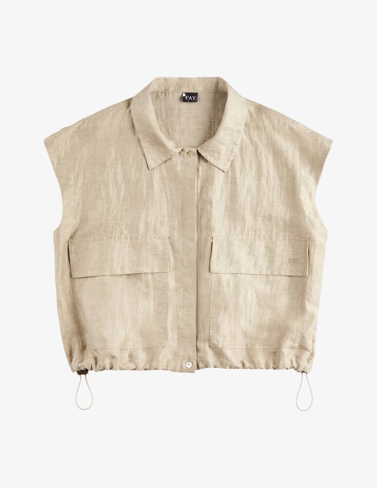 Fay Regular Crop Shirt in Linen - picture 5 Fay Regular Crop Shirt in Linen - picture 5