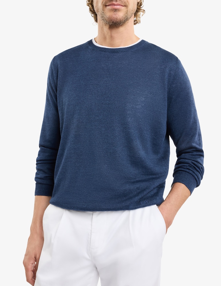 Fay Round-neck Jumper in Linen and Cotton - picture 1 Fay Round-neck Jumper in Linen and Cotton - picture 1