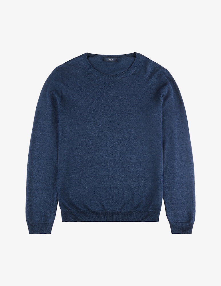 Fay Round-neck Jumper in Linen and Cotton - picture 5 Fay Round-neck Jumper in Linen and Cotton - picture 5