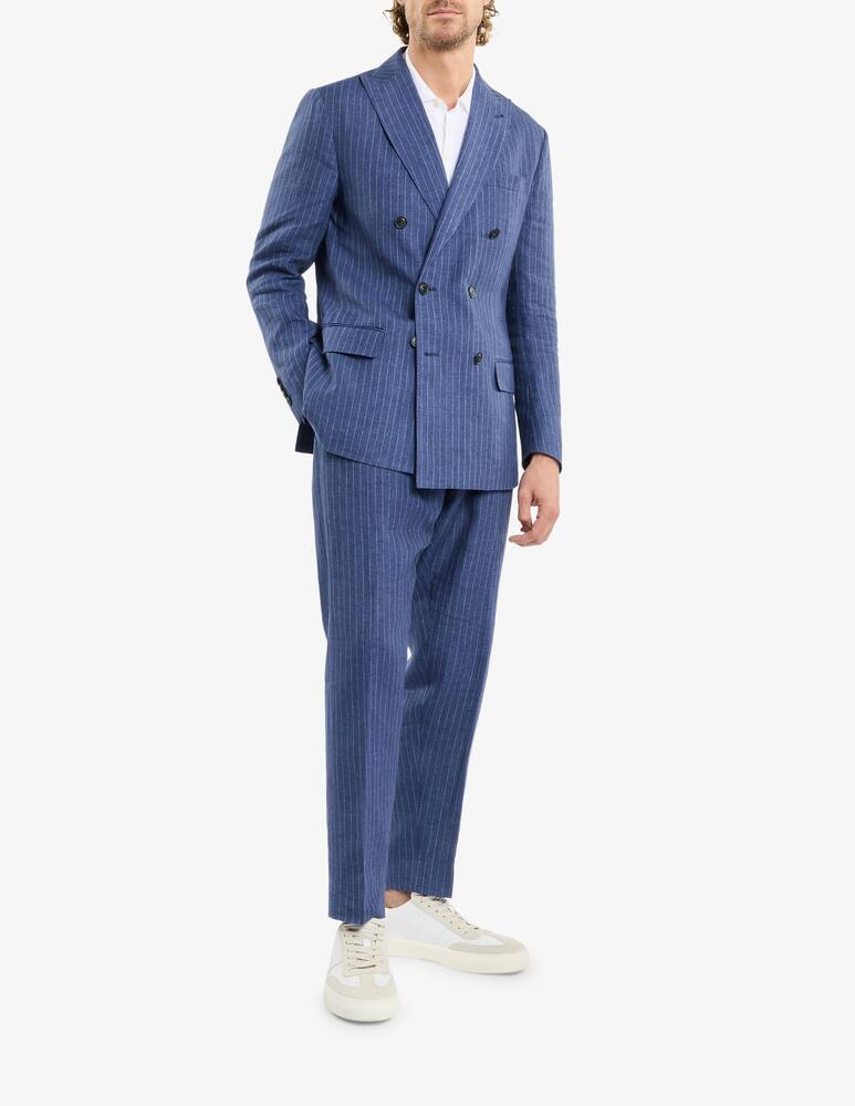 rinascente Fay Jogger Trousers in Pinstripe Linen Canvas