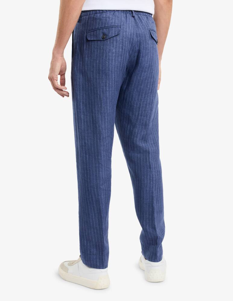 rinascente Fay Jogger Trousers in Pinstripe Linen Canvas