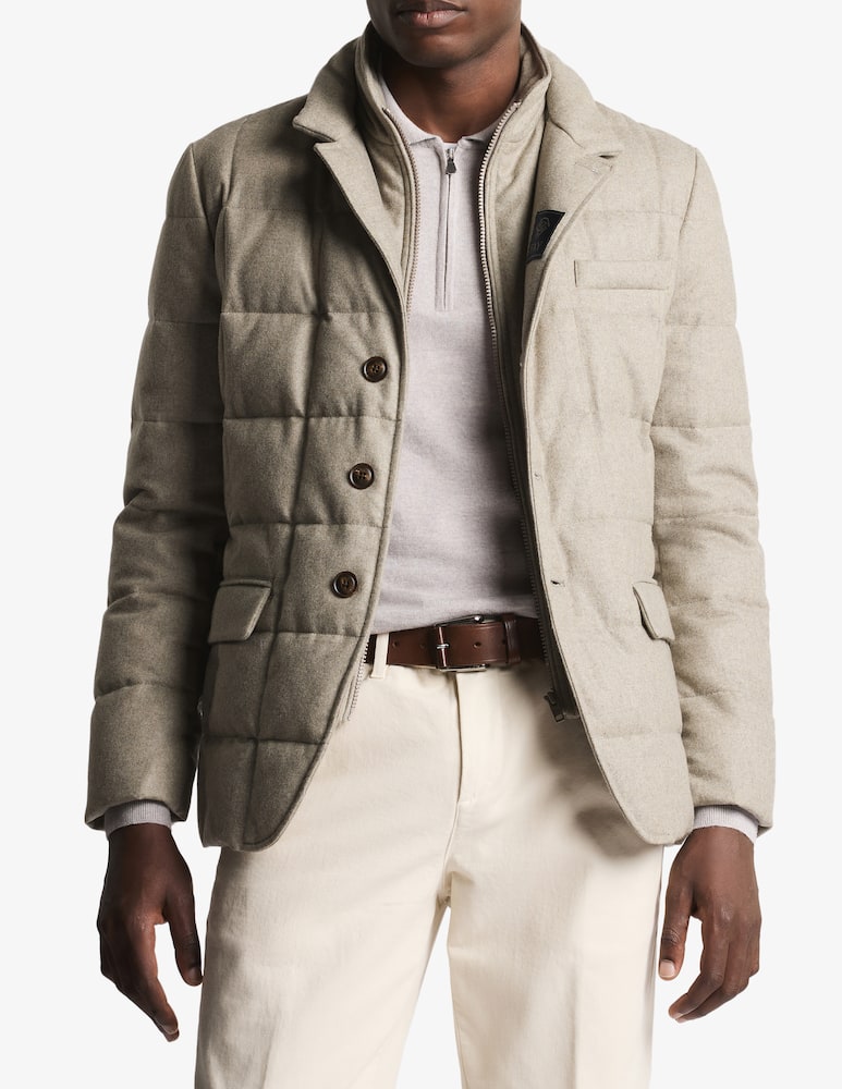 rinascente Fay Piumino Corto Double Front in Flanella di Lana Cardata