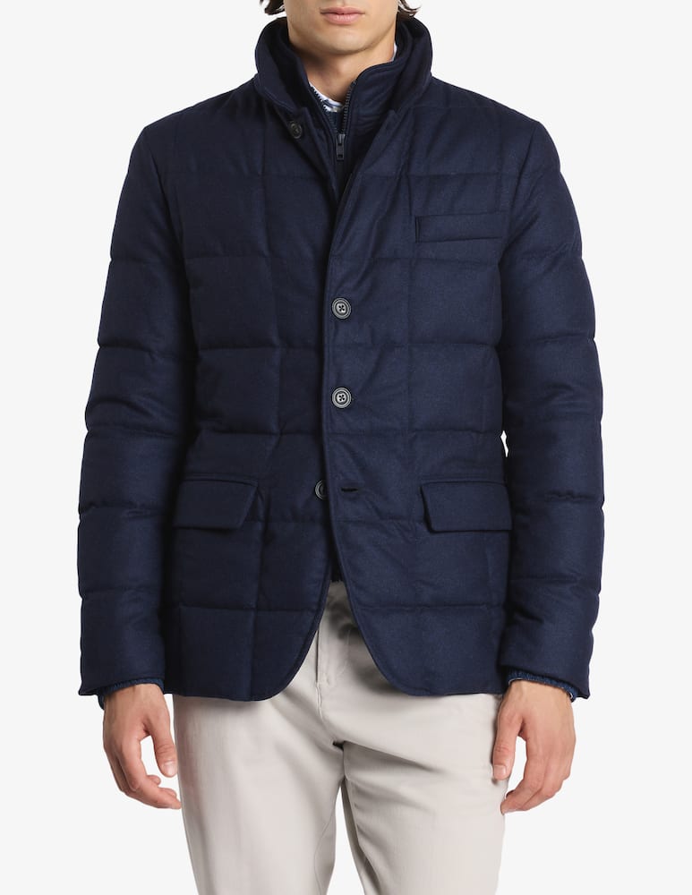 rinascente Fay Piumino Corto Double Front in Flanella di Lana Cardata