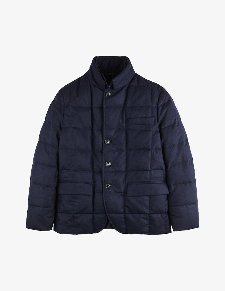 rinascente Fay Piumino Corto Double Front in Flanella di Lana Cardata