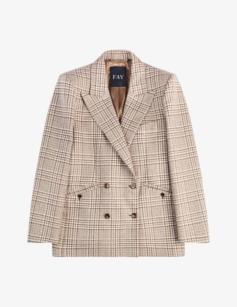 rinascente Fay Double-breasted Jacket in Prince of Wales Wool Flannel