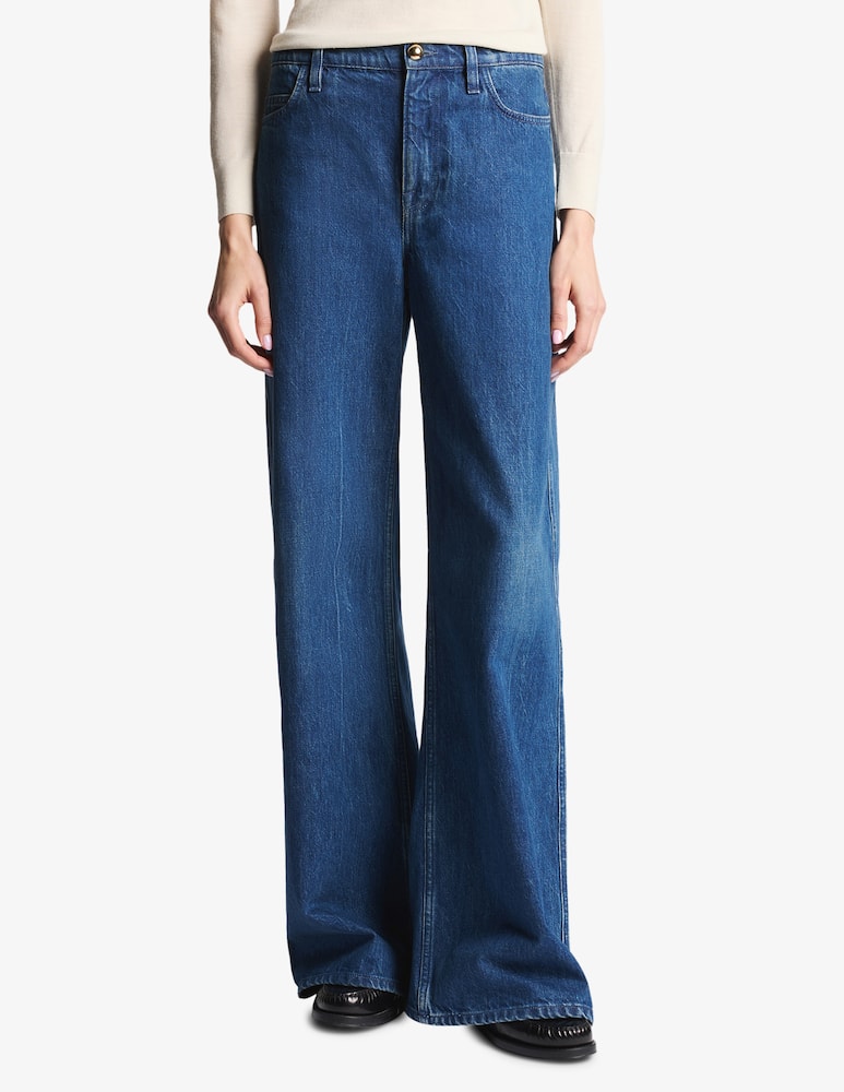 rinascente Fay 5 Pocket Palazzo Trousers in Denim