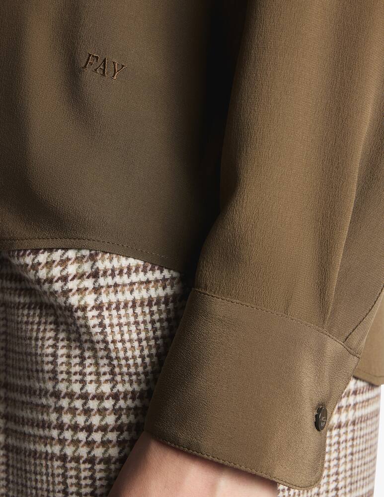 rinascente Fay Slim Shirt in Crêpe De Chiné