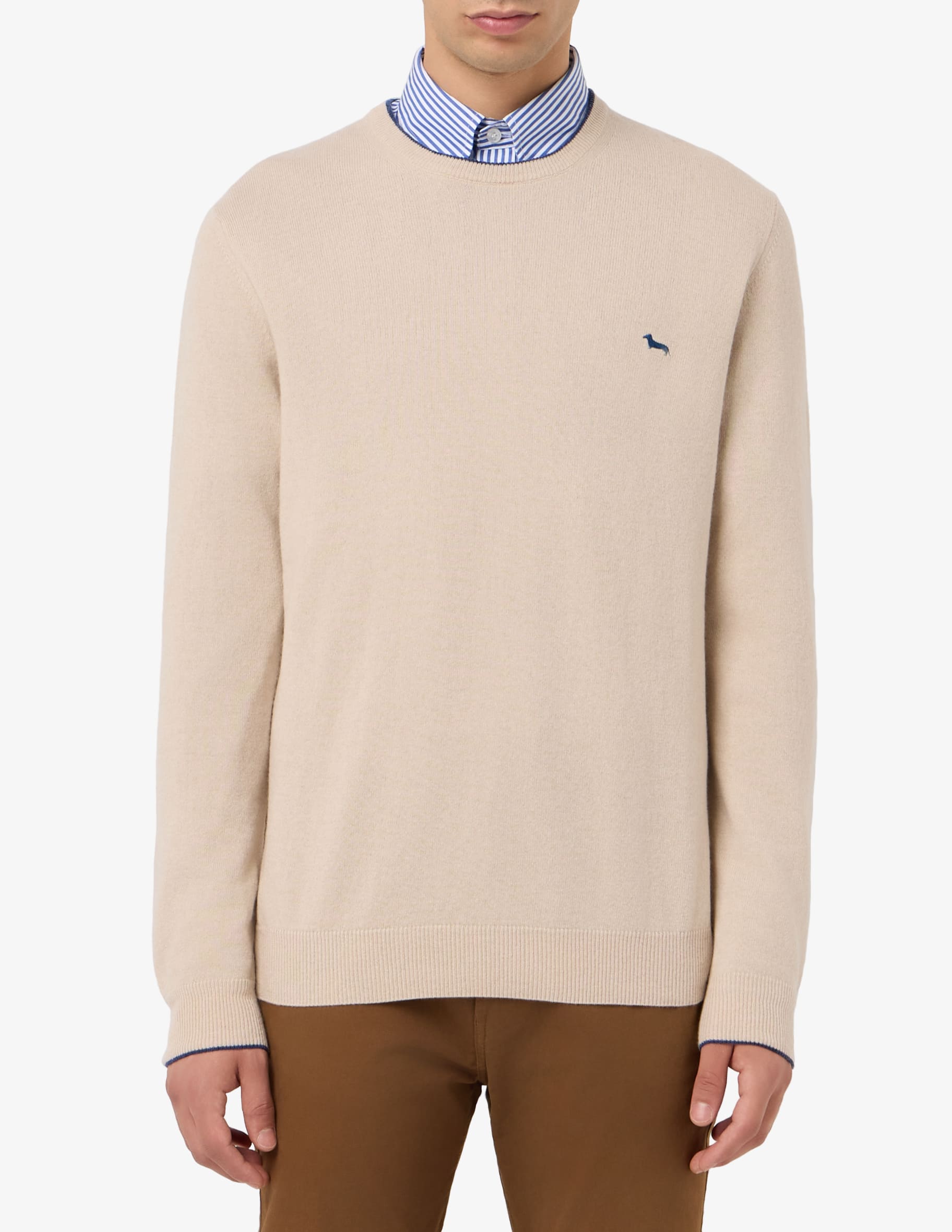 Maglione da uomo girocollo Harmont & Blaine, grande, in lana color blo – Messina Hembry