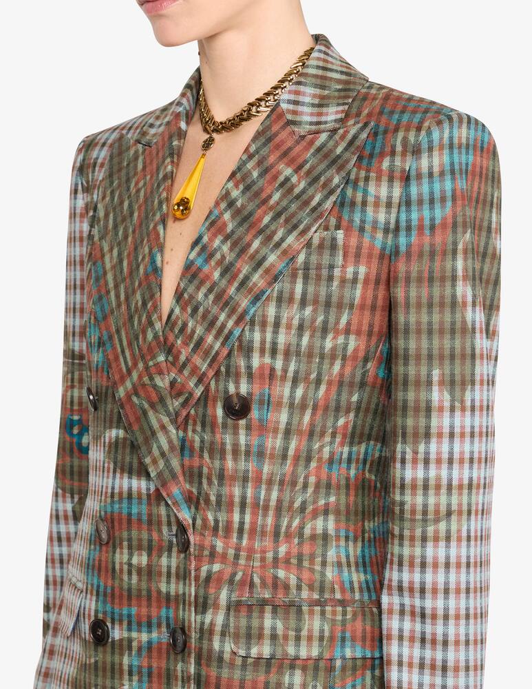 rinascente ETRO Double-Breasted wool-blend gingham jacket