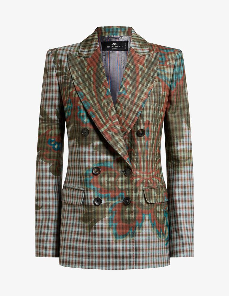 rinascente ETRO Double-Breasted wool-blend gingham jacket
