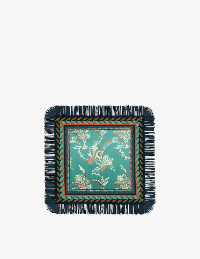 rinascente ETRO Foulard in seta con motivo narcisi frange e perline