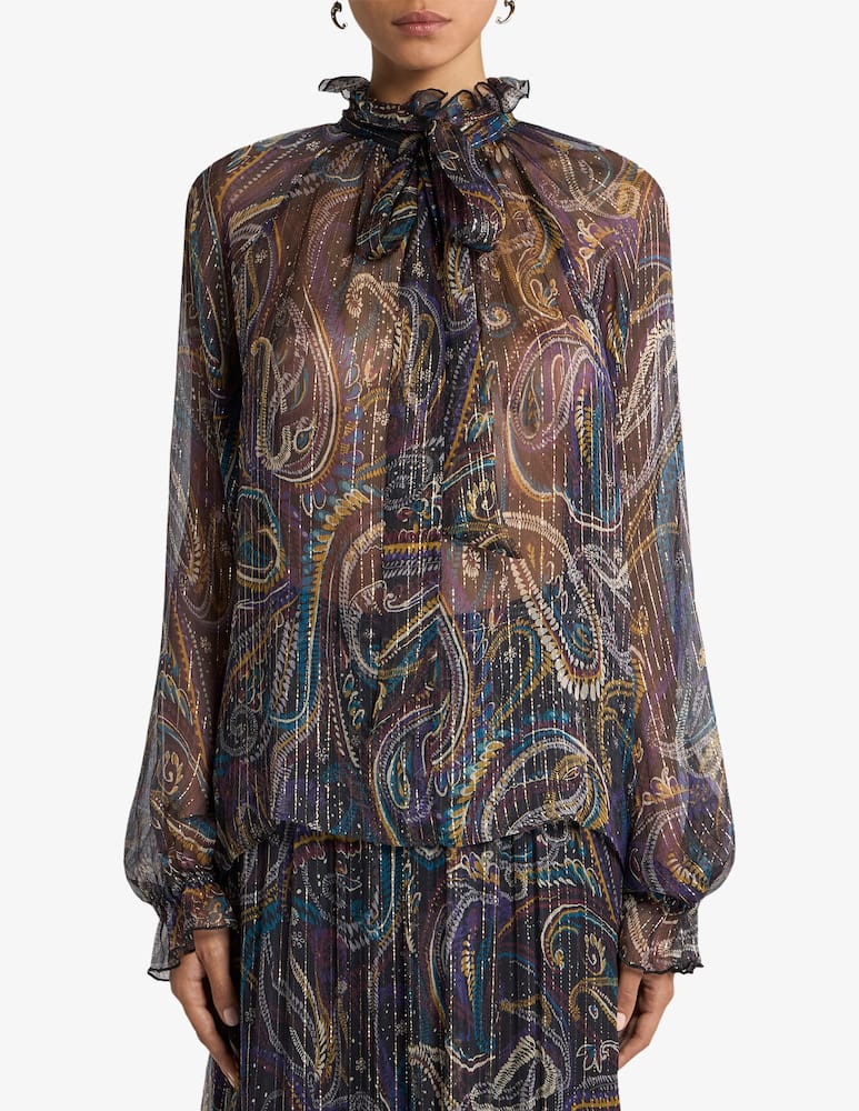 rinascente ETRO Silk blouse with paisley foliage motif