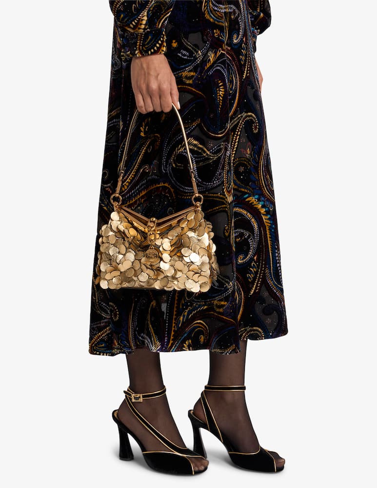 rinascente ETRO Borsa Vela piccola in pelle con paillettes