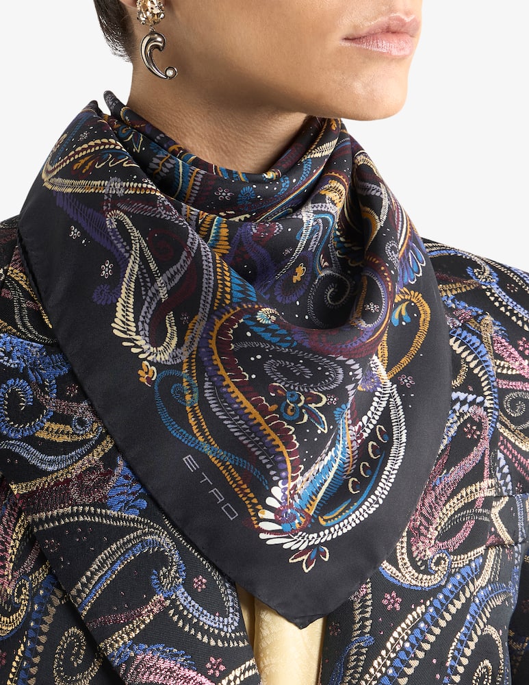 rinascente ETRO Silk scarf with paisley foliage motif
