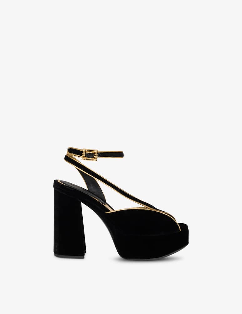 ETRO Sandali platform in velluto con piping metallizzato - immagine 1 ETRO Sandali platform in velluto con piping metallizzato - immagine 1