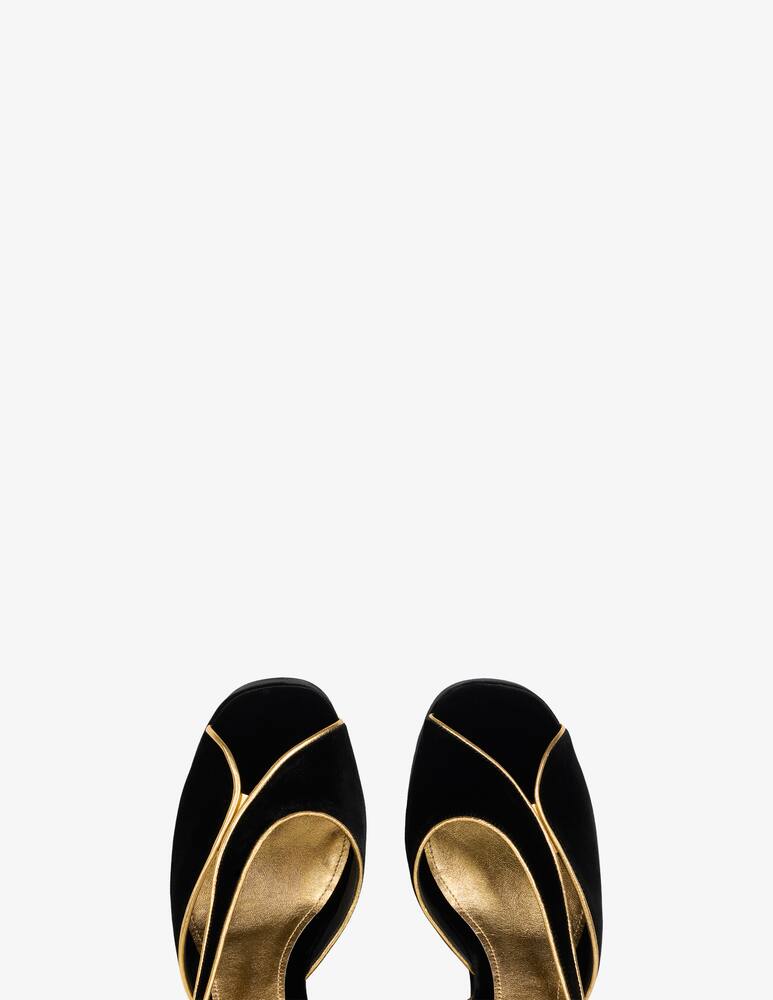 rinascente ETRO Sandali platform in velluto con piping metallizzato