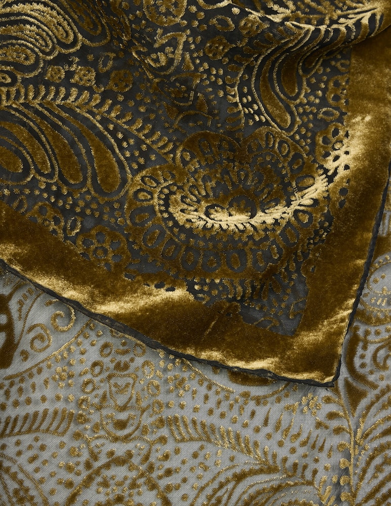 rinascente ETRO Burnout velvet shawl with paisley foliage motif
