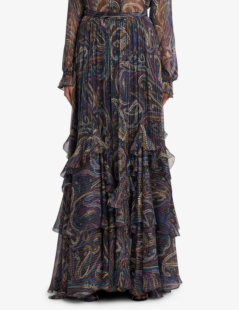 rinascente ETRO Silk maxi skirt with paisley foliage motif
