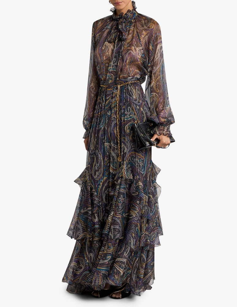 rinascente ETRO Silk maxi skirt with paisley foliage motif