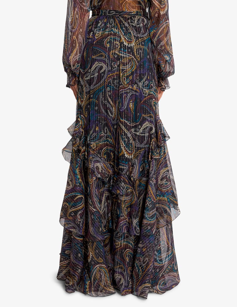 rinascente ETRO Silk maxi skirt with paisley foliage motif