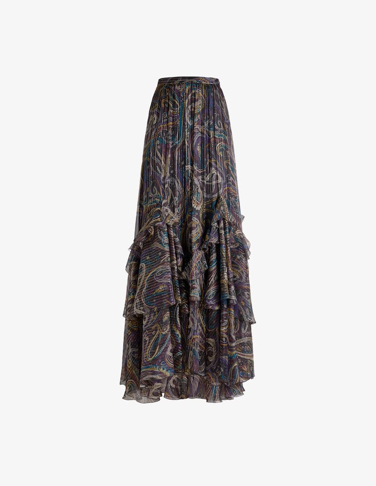 rinascente ETRO Silk maxi skirt with paisley foliage motif