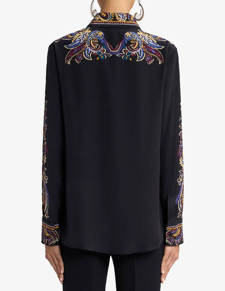rinascente ETRO Camicia in seta con stampa piazzata paisley foliage