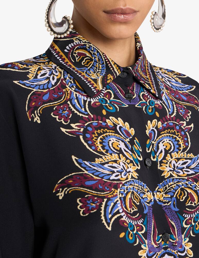 rinascente ETRO Camicia in seta con stampa piazzata paisley foliage