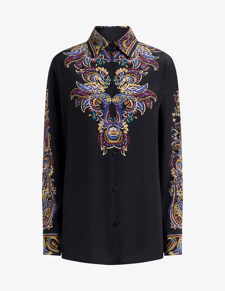 rinascente ETRO Camicia in seta con stampa piazzata paisley foliage