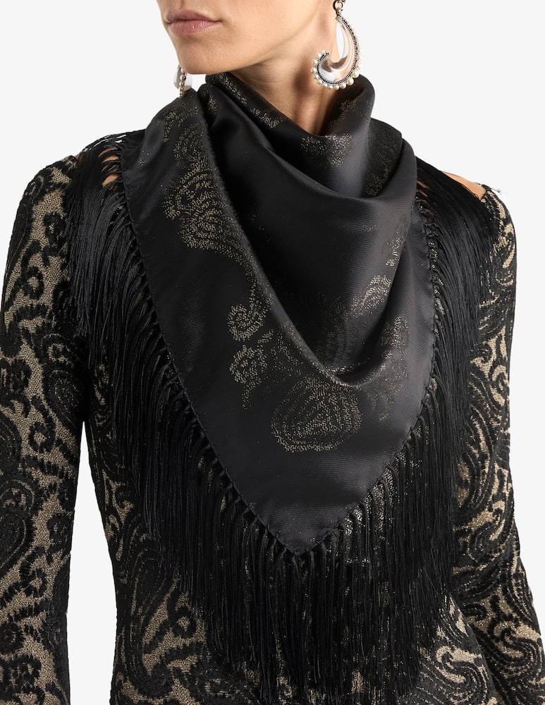 rinascente ETRO Silk-Blend scarf with metallic paisley motif