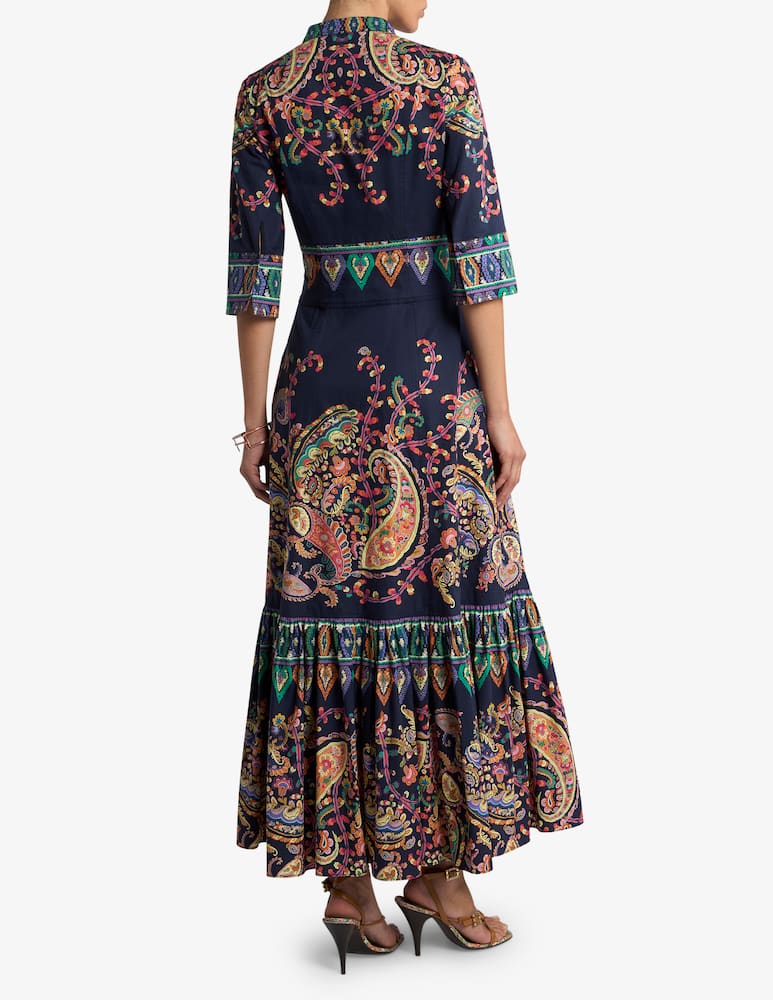 ETRO Long cotton dress with placed floral paisley print - picture 2 ETRO Long cotton dress with placed floral paisley print - picture 2