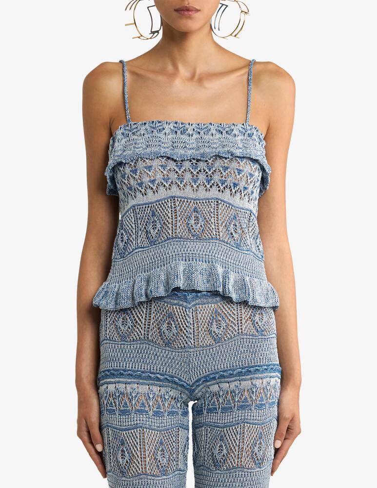 rinascente ETRO Crop top in maglia di cotone con lavorazione crochet