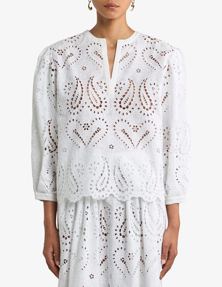 rinascente ETRO Blusa in pizzo sangallo con paisley e cuori