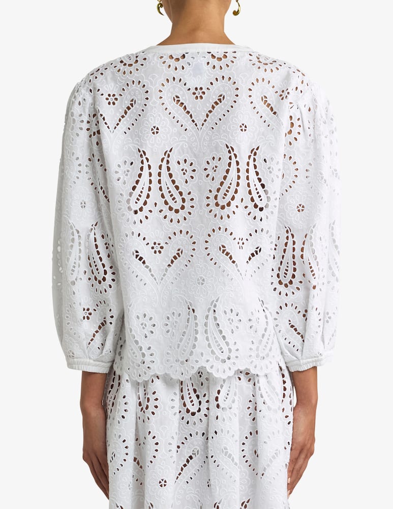 rinascente ETRO Blusa in pizzo sangallo con paisley e cuori