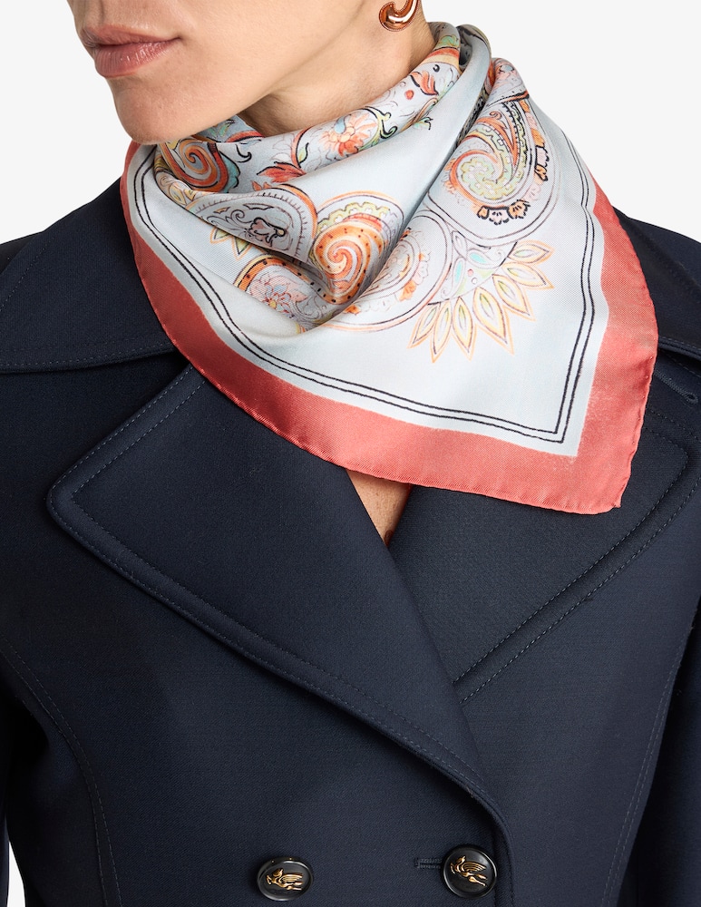 rinascente ETRO Foulard in seta con logo e motivo paisley floreale