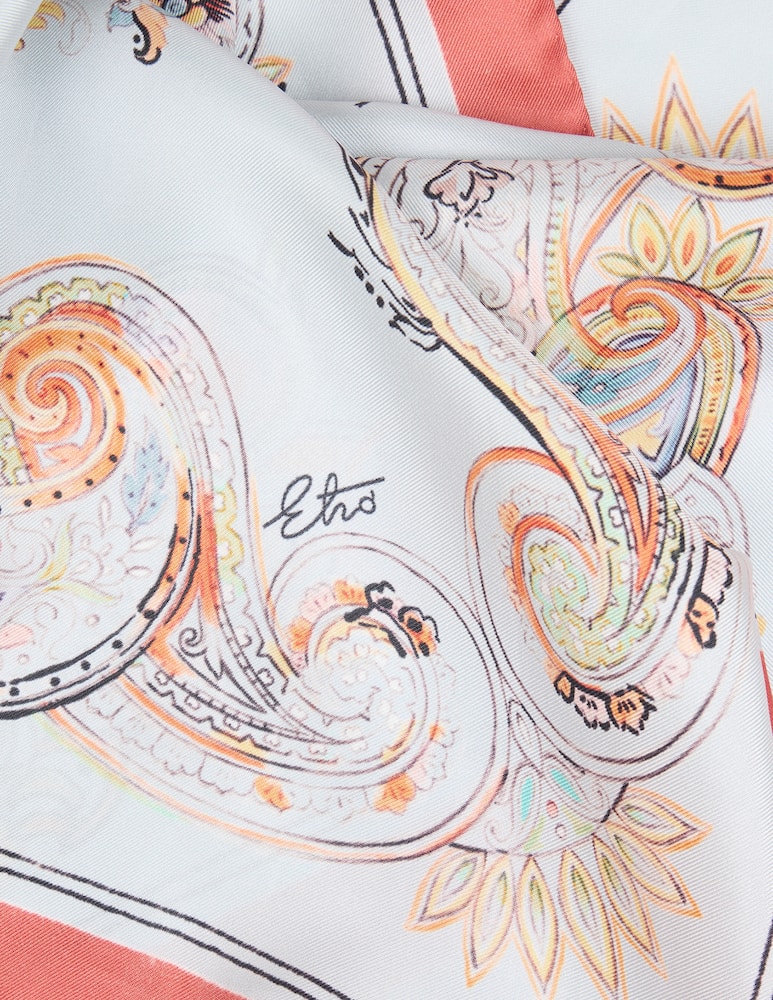rinascente ETRO Foulard in seta con logo e motivo paisley floreale