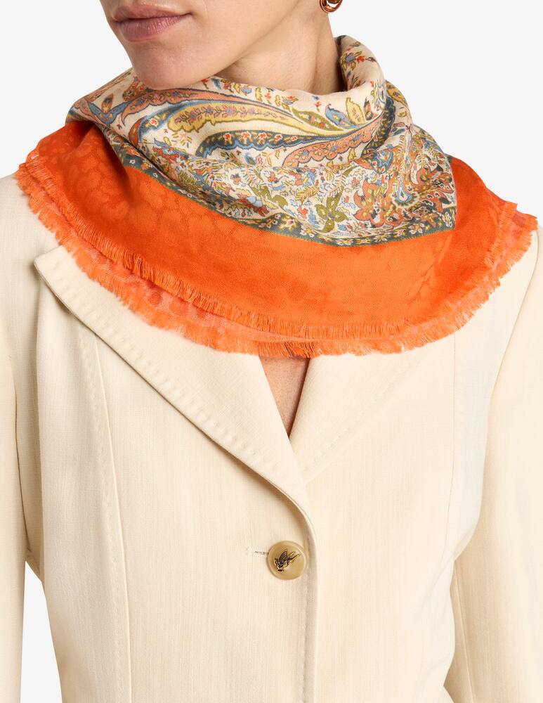 rinascente ETRO Cotton- and modal-blend shawl with floral paisley motif